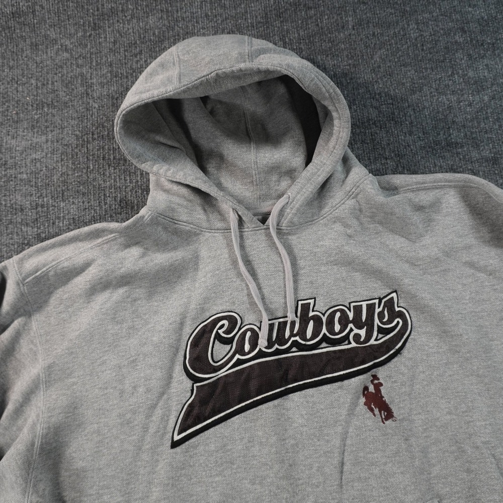 Pro Player Wyoming Cowboys Hoodie Mens 2XL Gray Pullover Sweatshirt Graphic
